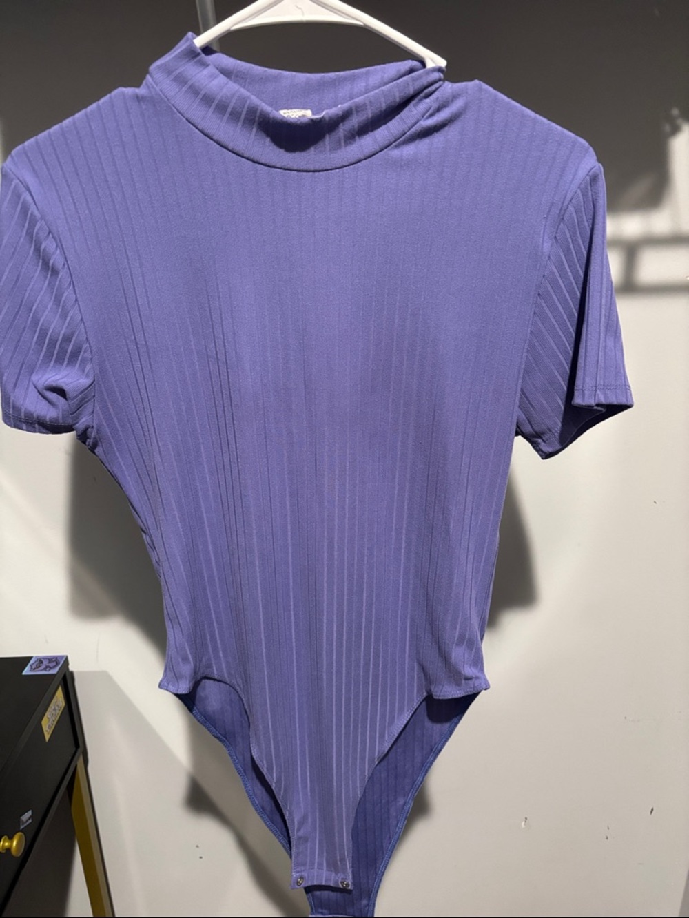 Ribbed Lavender Mock Neck Bodysuit - Women